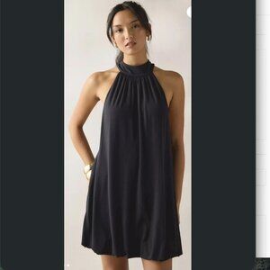 Black High-Neck Satiny Romper